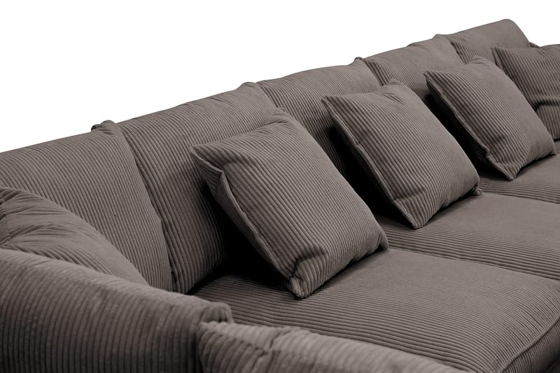 Rossita Lyx 6-personers Højrevendt U-formet Ekstra dyb Sofa med Divan og Chaiselong i Fløjl - Brun - Møbler - Sofaer - U Sofa