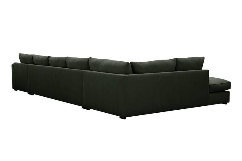 Rossita Lyx 6-personers højrevendt U-formet ekstra dyb sofa med divan og chaiselong i fløjl - Mørkegrøn - Møbler - Sofaer - U Sofa