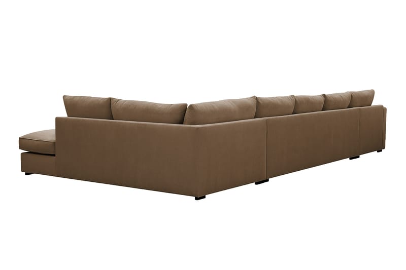 Rossita Lyx 6-personers venstrevendt U-formet ekstra dyb sofa med divan og chaiselong i fløjl - Lysebrun - Møbler - Sofaer - U Sofa