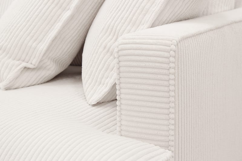 Rossita Lyx 6-personers Højrevendt U-formet Ekstra dyb Sofa med Divan og Chaiselong i Fløjl - Naturhvid - Møbler - Sofaer - U Sofa