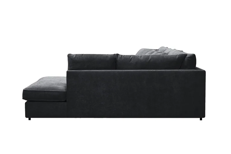 Rossita Lyx 6-personers venstrevendt U-formet ekstra dyb sofa med divan og chaiselong i chenille - Sort - Møbler - Sofaer - U Sofa