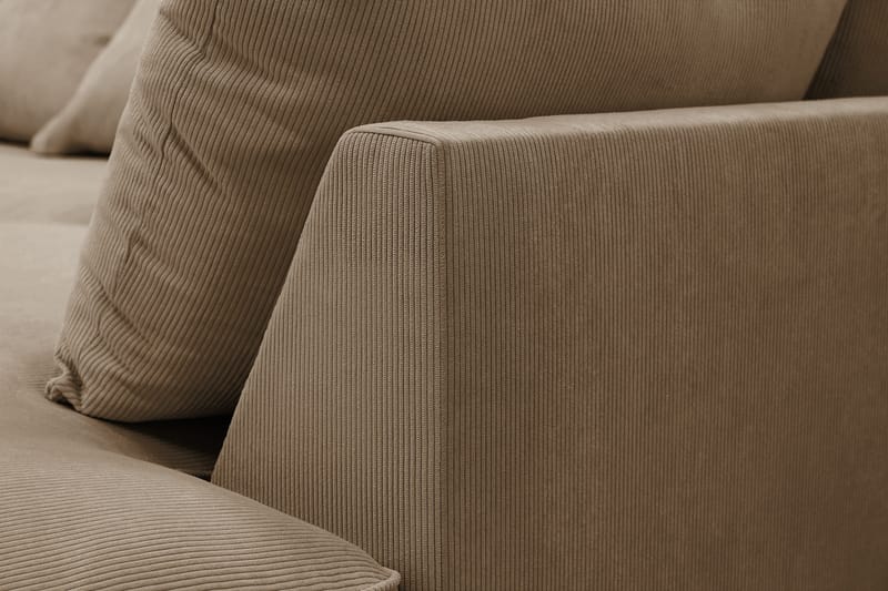 Rossita Lyx 6-personers venstrevendt U-formet ekstra dyb sofa med divan og chaiselong i fløjl - Lysebrun - Møbler - Sofaer - U Sofa