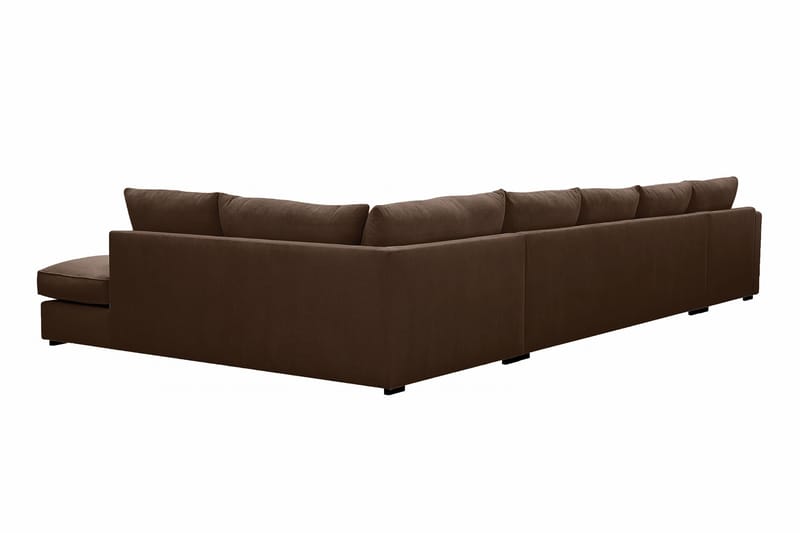 Rossita Lyx 6-personers venstrevendt U-formet ekstra dyb sofa med divan og chaiselong i fløjl - Mørkebrun - Møbler - Sofaer - U Sofa