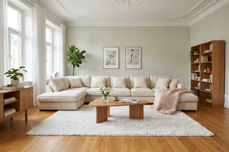 Rossita Lyx 6-personers venstrevendt U-formet ekstra dyb sofa med divan og chaiselong i fløjl - Beige - Møbler - Sofaer - U Sofa