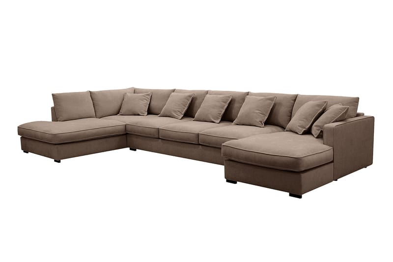Rossita Lyx 6-personers Højrevendt U-formet Ekstra dyb Sofa med Divan og Chaiselong i Stof - Mørk brun - Møbler - Sofaer - U Sofa