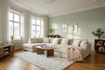 Rossita Lyx 6-personers venstrevendt U-formet ekstra dyb sofa med divan og chaiselong i stof - Beige - Møbler - Sofaer - U Sofa