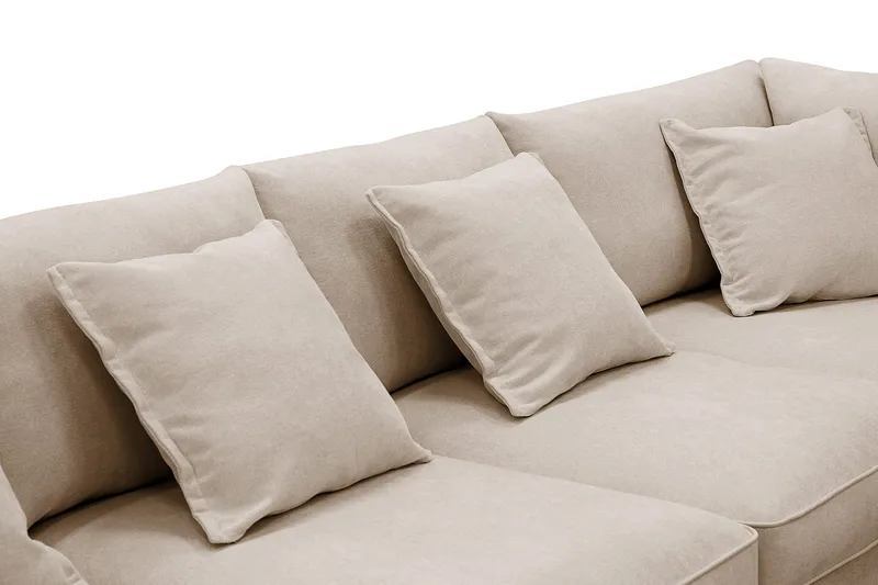 Rossita Lyx 6-personers Venstrevendt U-formet Ekstra dyb Sofa med Divan og Chaiselong i Stof - Lys brun - Møbler - Sofaer - U Sofa