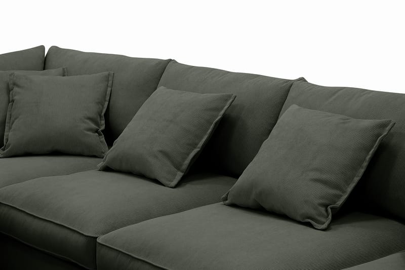 Rossita Lyx 6-personers højrevendt U-formet ekstra dyb sofa med divan og chaiselong i fløjl - Mørkegrøn - Møbler - Sofaer - U Sofa