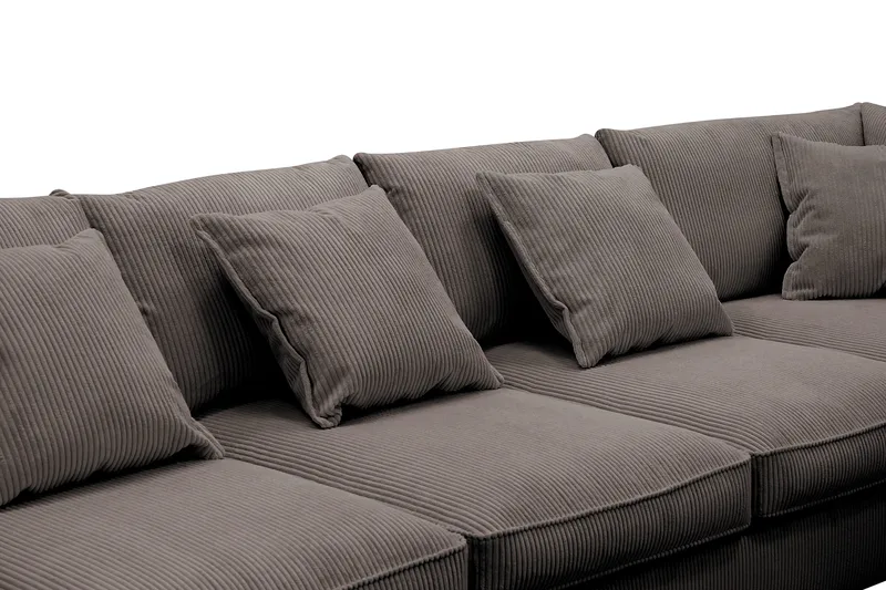 Rossita Lyx 6-personers Venstrevendt U-formet Ekstra dyb Sofa med Divan og Chaiselong i Fløjl - Brun - Møbler - Sofaer - U Sofa