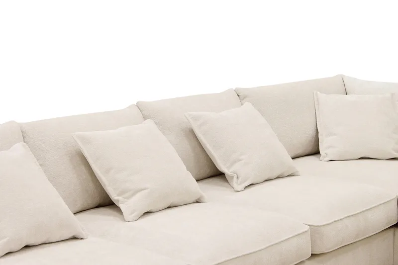 Rossita Lyx 6-personers venstrevendt U-formet ekstra dyb sofa med divan og chaiselong i chenille - Beige - Møbler - Sofaer - U Sofa