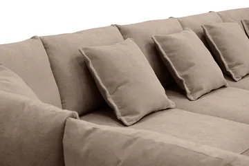 Rossita Lyx 6-personers venstrevendt U-formet ekstra dyb sofa med divan og chaiselong i stof - Mørkebrun - Møbler - Sofaer - U Sofa