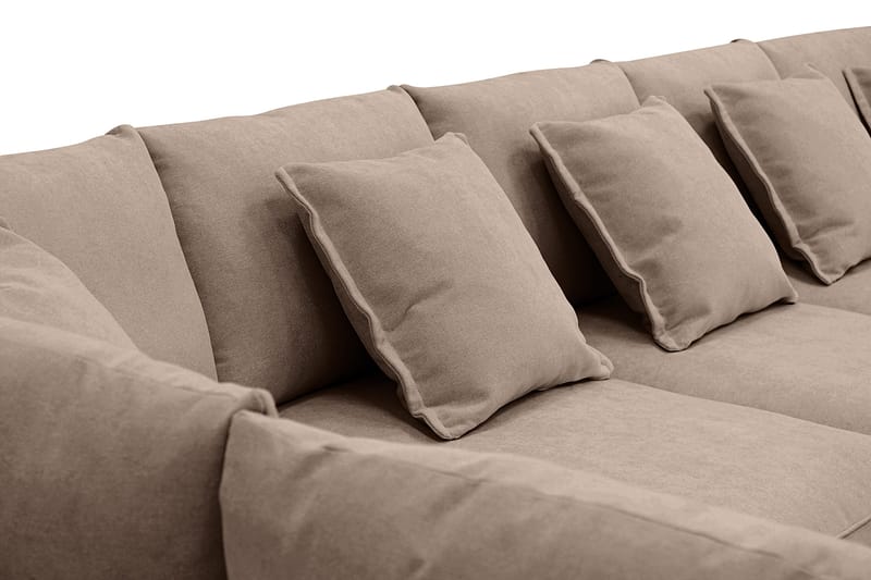 Rossita Lyx 6-personers Højrevendt U-formet Ekstra dyb Sofa med Divan og Chaiselong i Stof - Mørk brun - Møbler - Sofaer - U Sofa