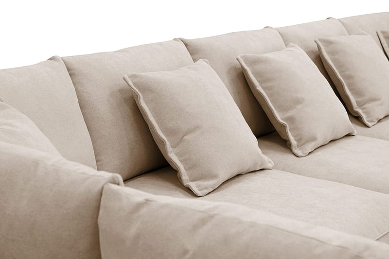 Rossita Lyx 6-personers Højrevendt U-formet Ekstra dyb Sofa med Divan og Chaiselong i Stof - Lys brun - Møbler - Sofaer - U Sofa