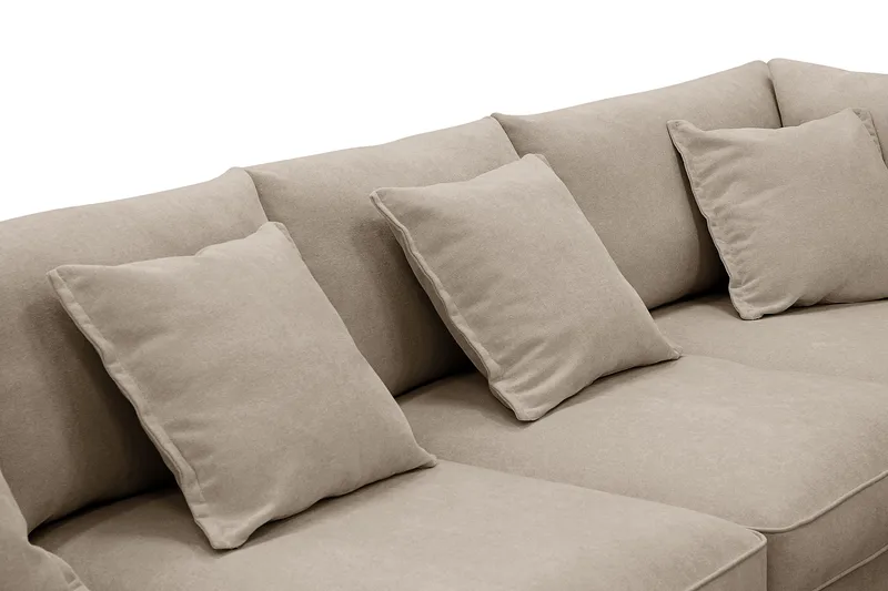 Rossita Lyx 6-personers Venstrevendt U-formet Ekstra dyb Sofa med Divan og Chaiselong i Stof - Brun - Møbler - Sofaer - U Sofa