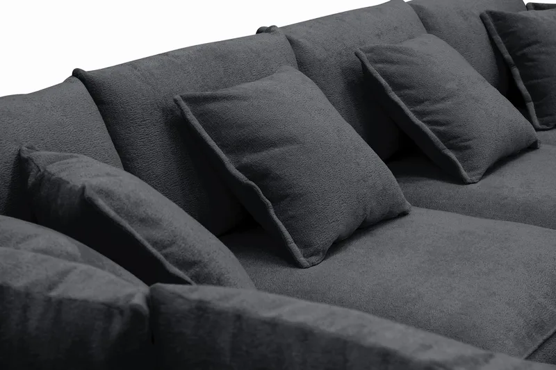 Rossita Lyx 6-personers højrevendt U-formet ekstra dyb sofa med divan og chaiselong i chenille - Sort - Møbler - Sofaer - U Sofa