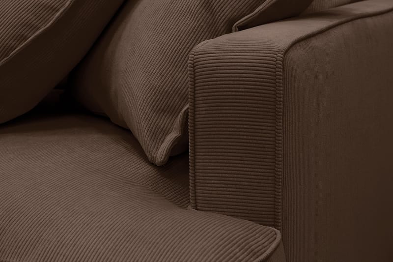 Rossita Lyx 6-personers højrevendt U-formet ekstra dyb sofa med divan og chaiselong i fløjl - Mørkebrun - Møbler - Sofaer - U Sofa