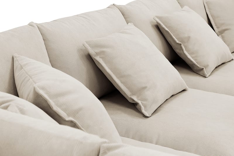 Rossita Lyx 6-personers højrevendt U-formet ekstra dyb sofa med divan og chaiselong i fløjl - Creme - Møbler - Sofaer - U Sofa