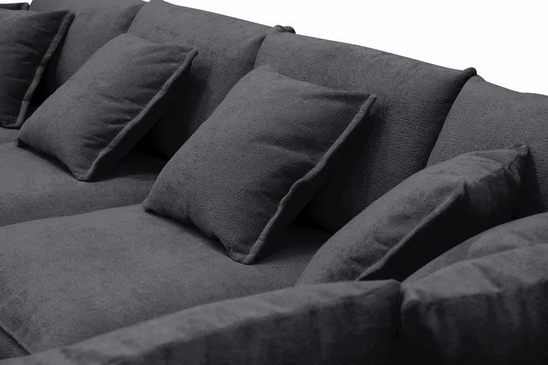 Rossita Lyx 6-personers venstrevendt U-formet ekstra dyb sofa med divan og chaiselong i chenille - Sort - Møbler - Sofaer - U Sofa
