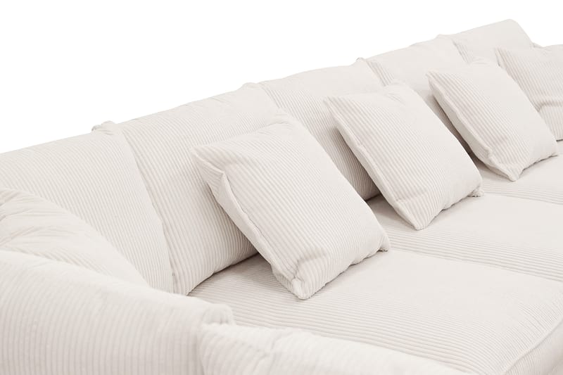 Rossita Lyx 6-personers Højrevendt U-formet Ekstra dyb Sofa med Divan og Chaiselong i Fløjl - Naturhvid - Møbler - Sofaer - U Sofa
