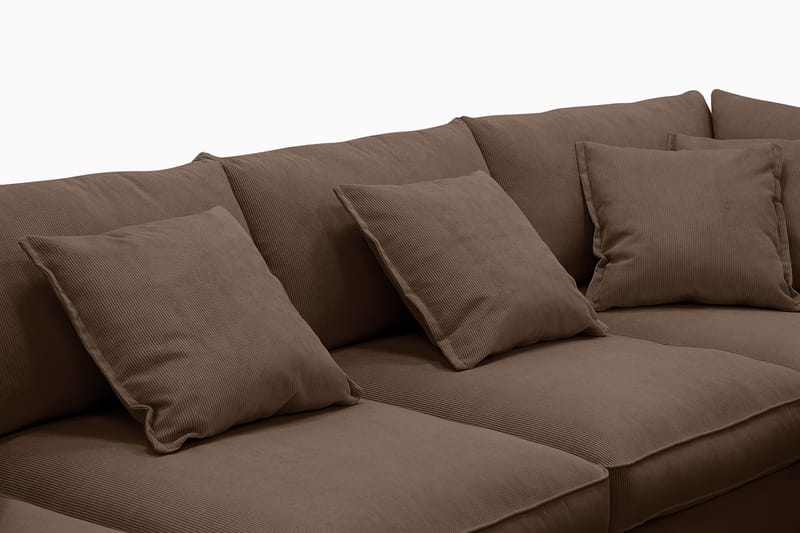 Rossita Lyx 6-personers venstrevendt U-formet ekstra dyb sofa med divan og chaiselong i fløjl - Mørkebrun - Møbler - Sofaer - U Sofa