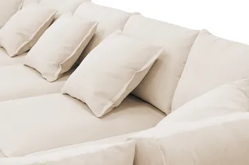Rossita Lyx 6-personers højrevendt U-formet ekstra dyb sofa med divan og chaiselong i fløjl - Beige - Møbler - Sofaer - U Sofa