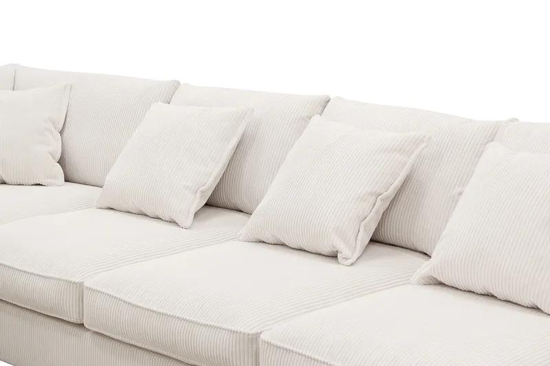 Rossita Lyx 6-personers Højrevendt U-formet Ekstra dyb Sofa med Divan og Chaiselong i Fløjl - Naturhvid - Møbler - Sofaer - U Sofa