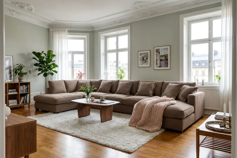 Rossita Lyx 6-personers venstrevendt U-formet ekstra dyb sofa med divan og chaiselong i stof - Mørkebrun - Møbler - Sofaer - U Sofa