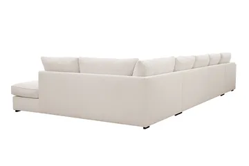Rossita Lyx 6-personers højrevendt U-formet ekstra dyb sofa med divan og chaiselong i fløjl - Offwhite - Møbler - Sofaer - U Sofa