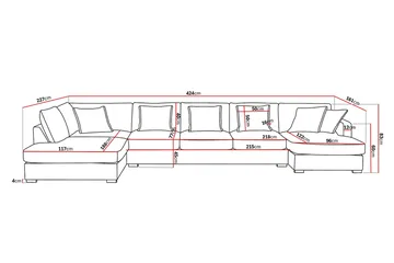 Rossita Lyx 6-personers venstrevendt U-formet ekstra dyb sofa med divan og chaiselong i stof - Brun - Møbler - Sofaer - U Sofa