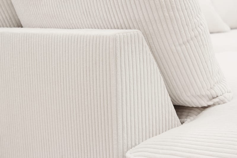 Rossita Lyx 6-personers Højrevendt U-formet Ekstra dyb Sofa med Divan og Chaiselong i Fløjl - Naturhvid - Møbler - Sofaer - U Sofa