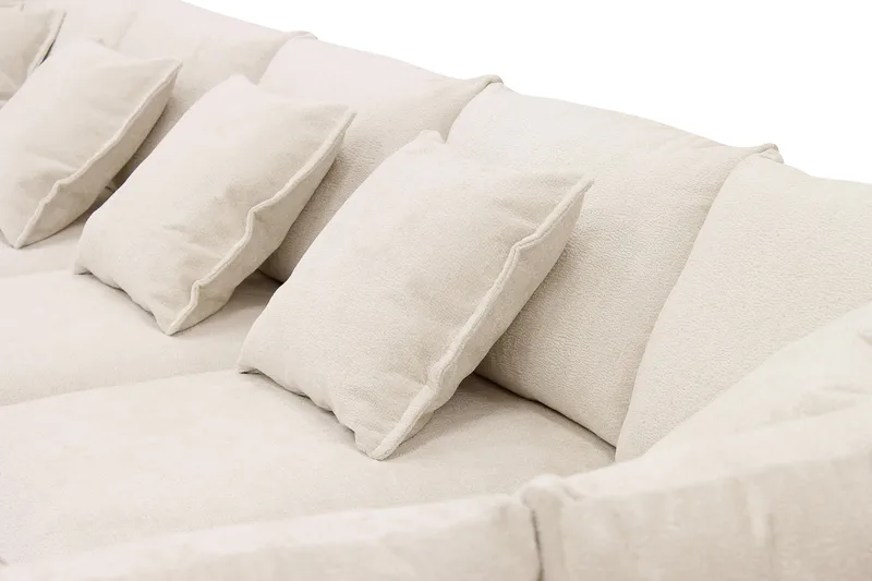 Rossita Lyx 6-personers venstrevendt U-formet ekstra dyb sofa med divan og chaiselong i chenille - Beige - Møbler - Sofaer - U Sofa