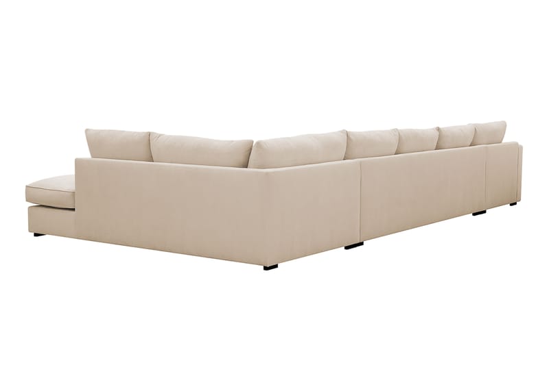 Rossita Lyx 6-personers venstrevendt U-formet ekstra dyb sofa med divan og chaiselong i fløjl - Beige - Møbler - Sofaer - U Sofa