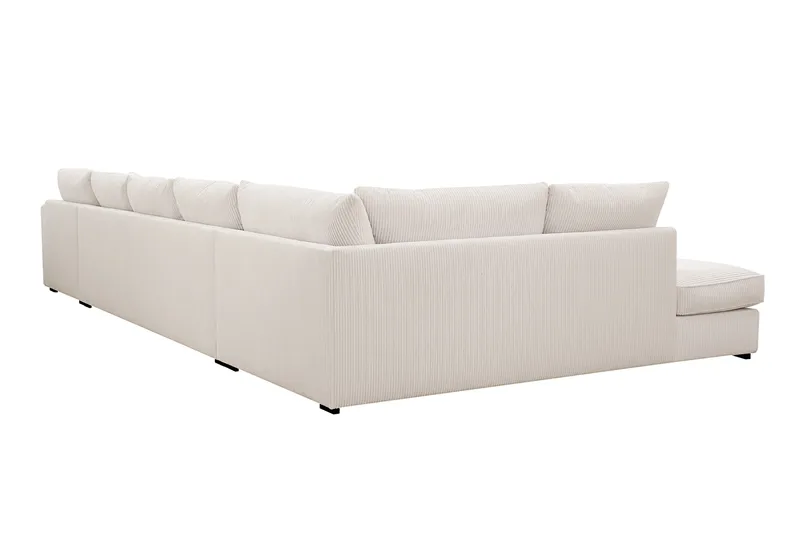 Rossita Lyx 6-personers Højrevendt U-formet Ekstra dyb Sofa med Divan og Chaiselong i Fløjl - Naturhvid - Møbler - Sofaer - U Sofa