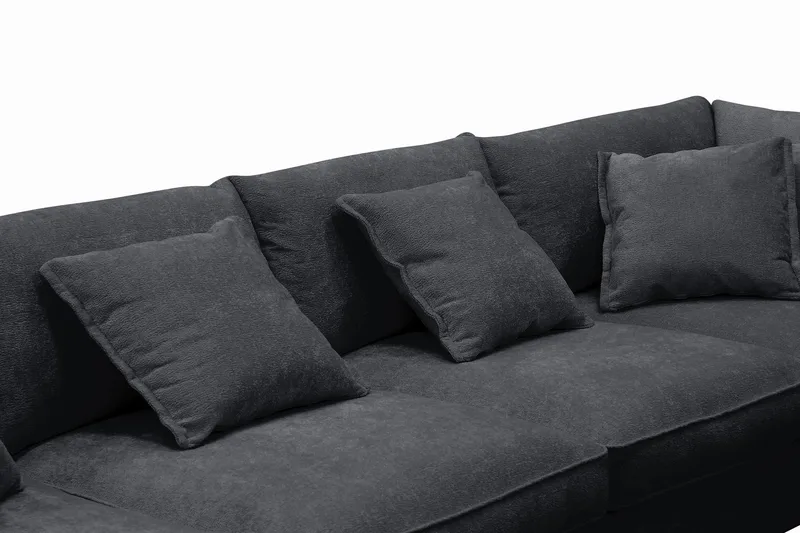Rossita Lyx 6-personers venstrevendt U-formet ekstra dyb sofa med divan og chaiselong i chenille - Sort - Møbler - Sofaer - U Sofa