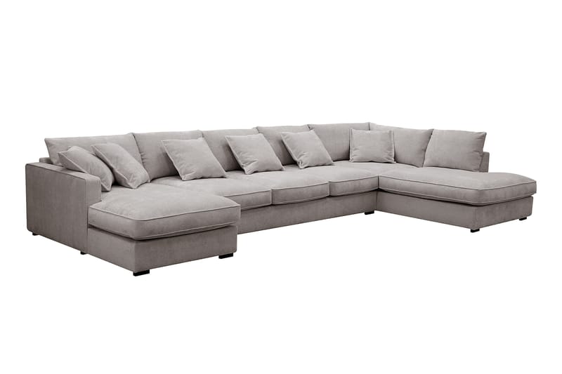 Rossita Lyx 6-personers venstrevendt U-formet ekstra dyb sofa med divan og chaiselong i chenille - Grå/Brun - Møbler - Sofaer - U Sofa