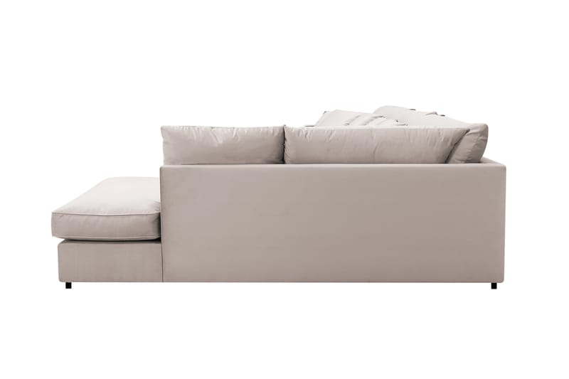 Rossita Lyx 6-personers venstrevendt U-formet ekstra dyb sofa med divan og chaiselong i velour - Beige - Møbler - Sofaer - U Sofa