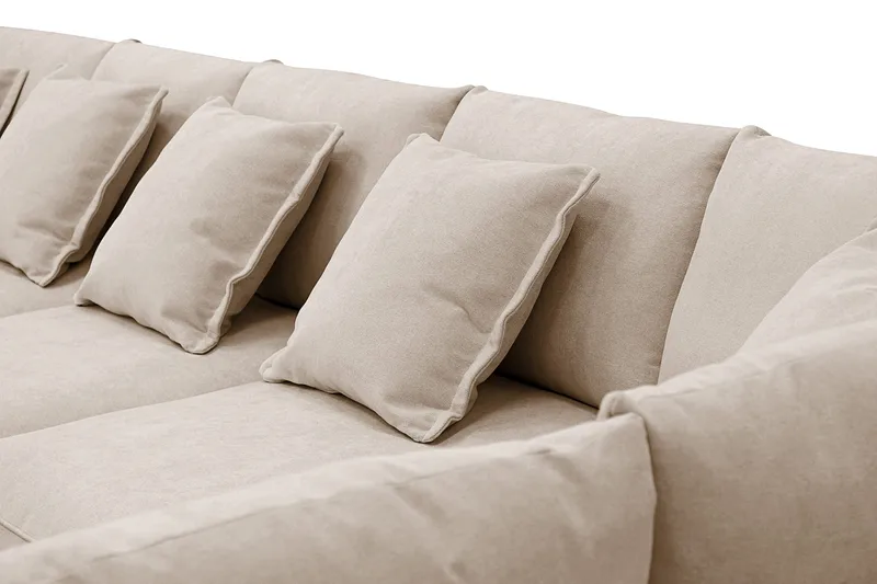 Rossita Lyx 6-personers Venstrevendt U-formet Ekstra dyb Sofa med Divan og Chaiselong i Stof - Lys brun - Møbler - Sofaer - U Sofa