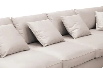 Rossita Lyx 6-personers højrevendt U-formet ekstra dyb sofa med divan og chaiselong i velour - Beige - Møbler - Sofaer - U Sofa