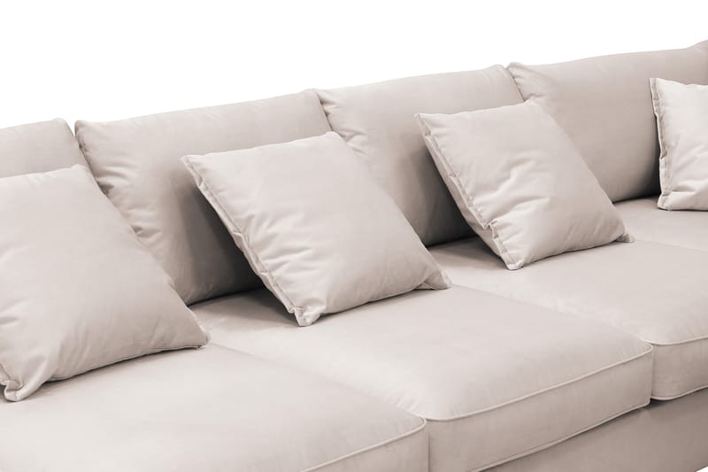 Rossita Lyx 6-personers venstrevendt U-formet ekstra dyb sofa med divan og chaiselong i velour - Beige - Møbler - Sofaer - U Sofa