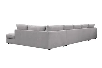Rossita Lyx 6-personers højrevendt U-formet ekstra dyb sofa med divan og chaiselong i chenille - Trenza 03, Grå Chenille - Møbler - Sofaer - U Sofa