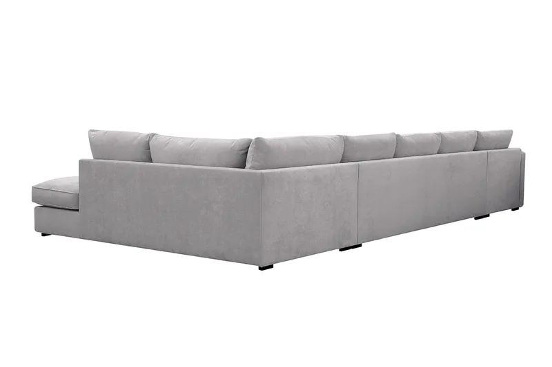 Rossita Lyx 6-personers venstrevendt U-formet ekstra dyb sofa med divan og chaiselong i chenille - Grå - Møbler - Sofaer - U Sofa