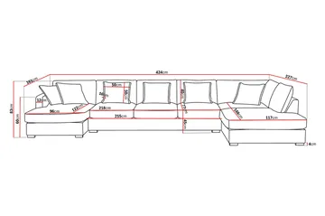 Rossita Lyx 6-personers højrevendt U-formet ekstra dyb sofa med divan og chaiselong i chenille - Beige - Møbler - Sofaer - U Sofa
