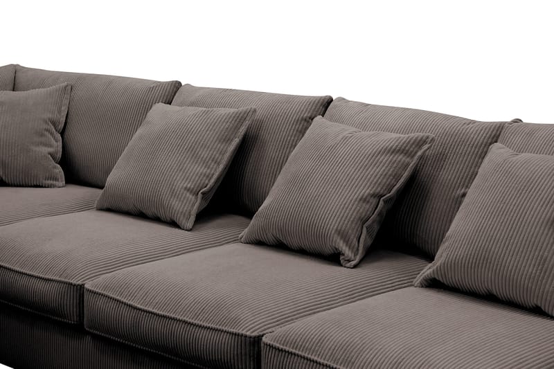 Rossita Lyx 6-personers Højrevendt U-formet Ekstra dyb Sofa med Divan og Chaiselong i Fløjl - Brun - Møbler - Sofaer - U Sofa