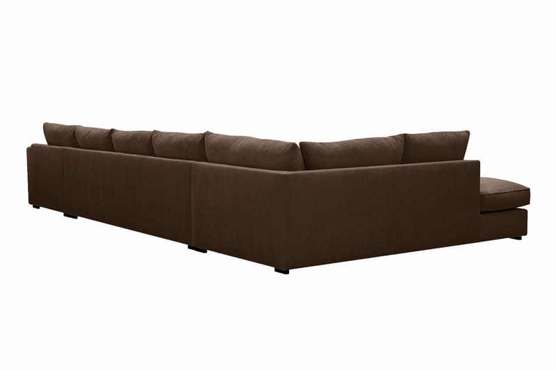 Rossita Lyx 6-personers højrevendt U-formet ekstra dyb sofa med divan og chaiselong i fløjl - Mørkebrun - Møbler - Sofaer - U Sofa