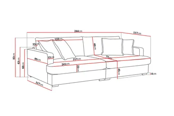 Rossita Lyx ekstra dyb 3-personers stofsofa - Mørkebrun - Møbler - Sofaer - 3 personers sofa