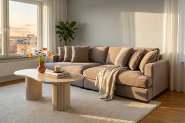 Rossita Lyx ekstra dyb 4-personers stofsofa - Brun - Møbler - Sofaer - 4 personers sofa