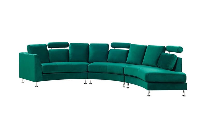Rotunde Chaiselongsofa - Velour/Mørkegrøn - Sofa med chaiselong
