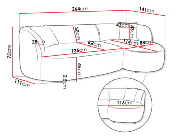 Rylian 3-personers sofa med chaiselong - hvid - Møbler - Sofaer - Sofa med chaiselong