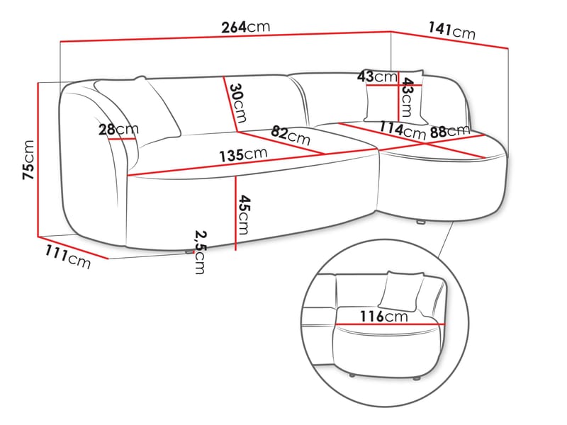 Rylian 3-personers sofa med chaiselong - sennepsgul - Møbler - Sofaer - Hjørnesofa