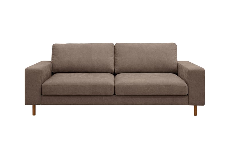 Scandi dyb 3-personers sofa i stof, Mørkebrun